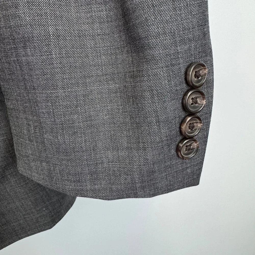 Lauren Ralph Lauren Mens 42R Grey 100% Wool Sharkskin 2 Button Blazer Sport Coat